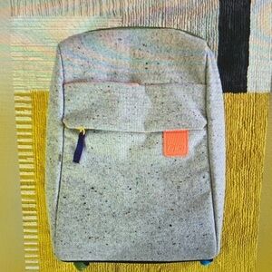 Epic Speckled Light Gray Backpack with Coral Accent